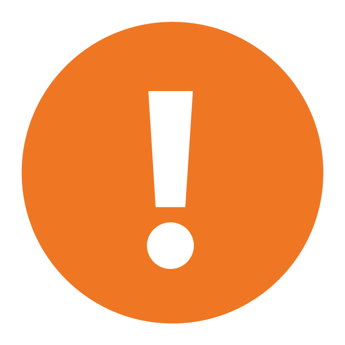 Exclamation point inside a circle icon.